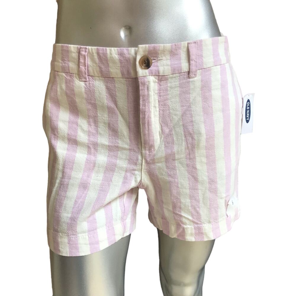 NEW Old Navy Striped Linen Blend Purple White Shorts Women's Size 6 NWT $27